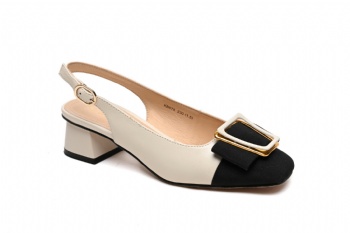 C578-1 sling back shoe on wide square heel and with buckle on toe