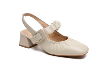 A16-7 sling back in cream leather with strap and buckle